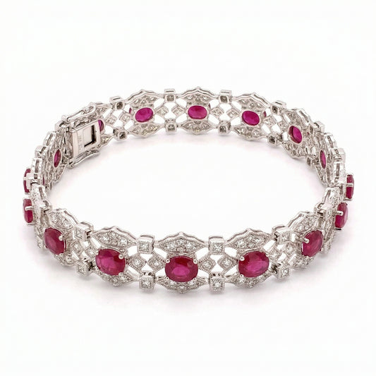 Vintage Ruby Row Stiff Bracelet