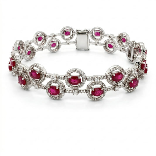 Vintage Ruby Double Row Stiff Bracelet