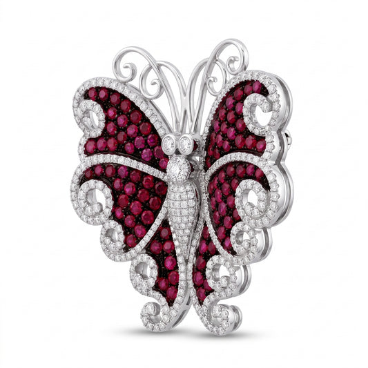 Ruby Butterfly Brooch