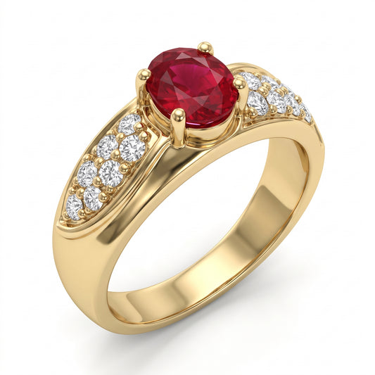 Oval Ruby & 14-Diamond Pavé Ring
