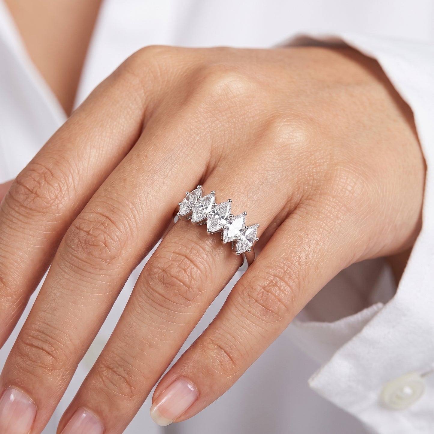 1.0 ctw Five Marquise Diamond Ring