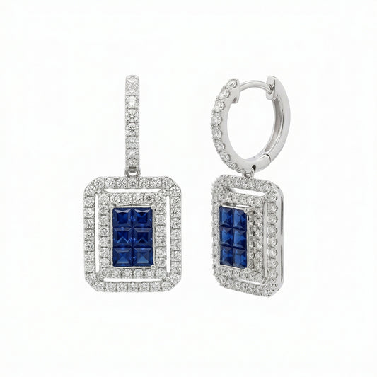 Sapphire Rectangle Earrings