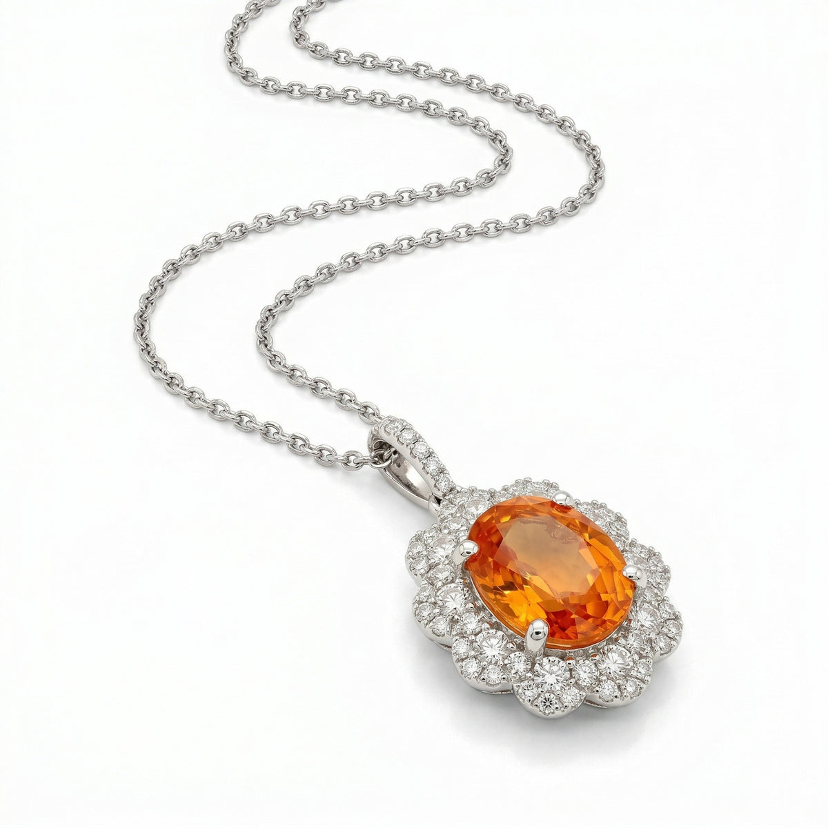 Orange Sapphire Sun Pendant