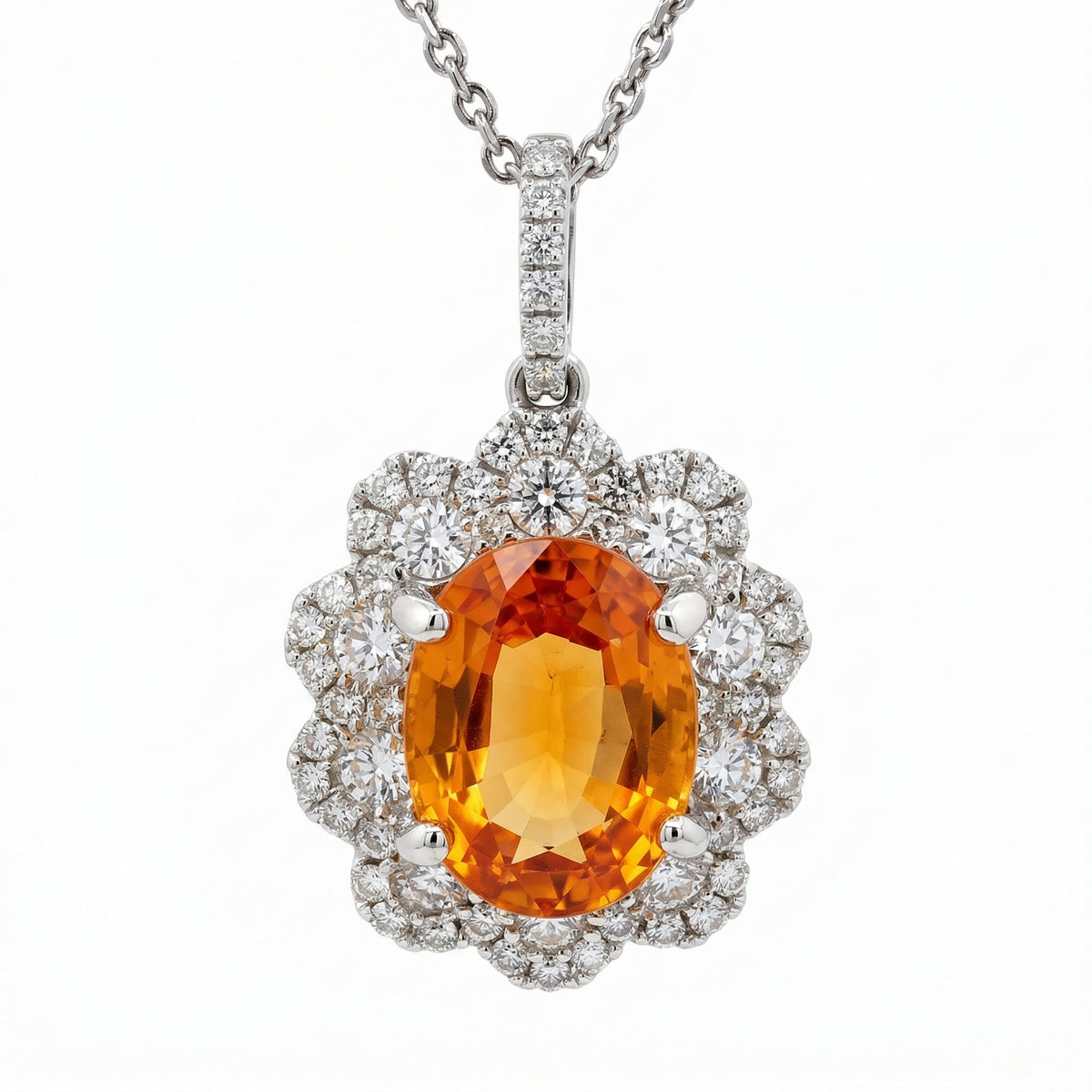 Orange Sapphire Sun Pendant