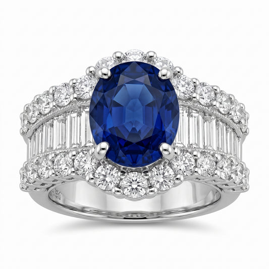 4.76ct Ceylon Sapphire & Diamond Wide Band Ring