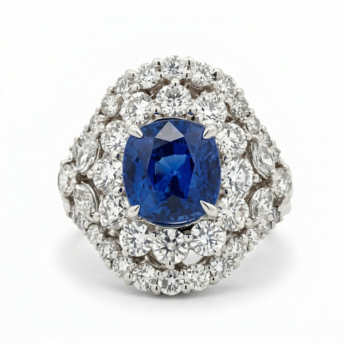 Sapphire Double Halo Ring