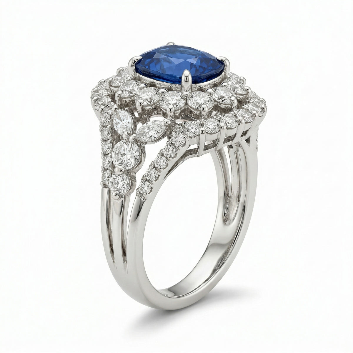 Sapphire Double Halo Ring