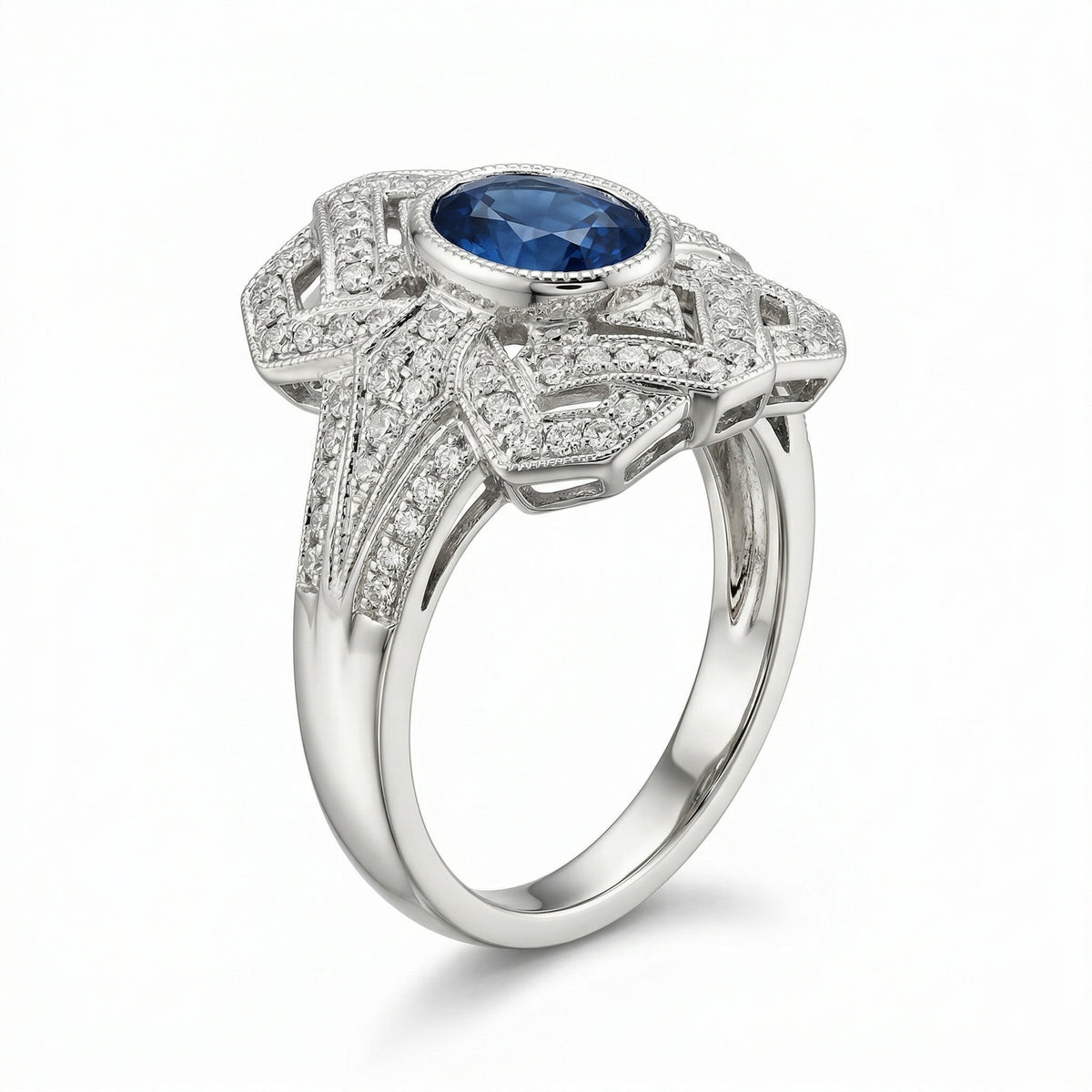 Diamond Plate Sapphire Ring