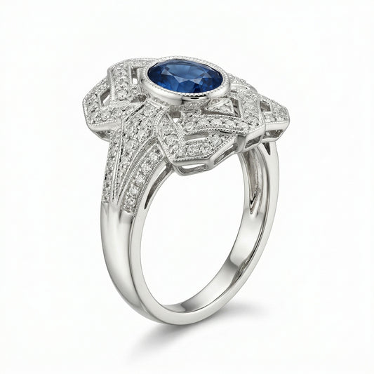 Diamond Plate Sapphire Ring
