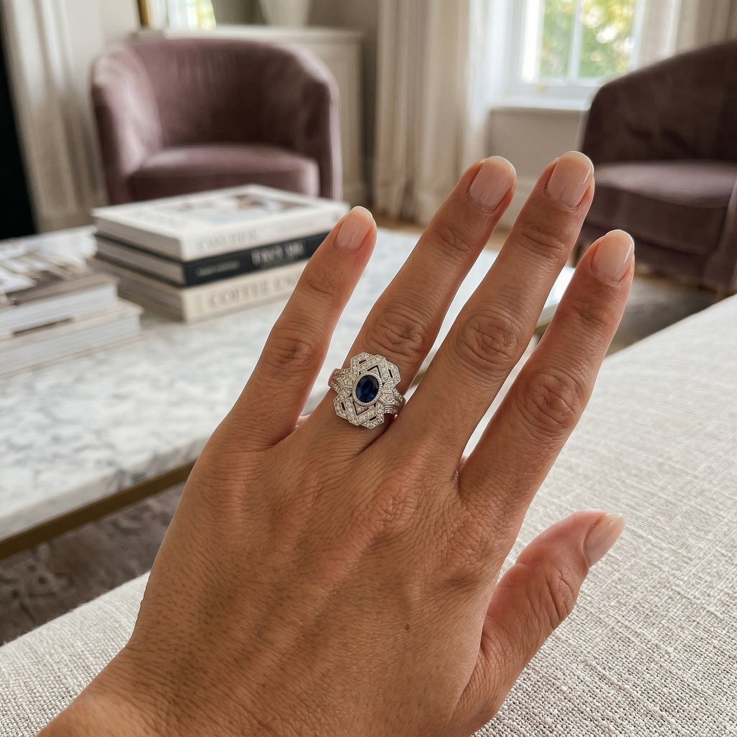 Diamond Plate Sapphire Ring