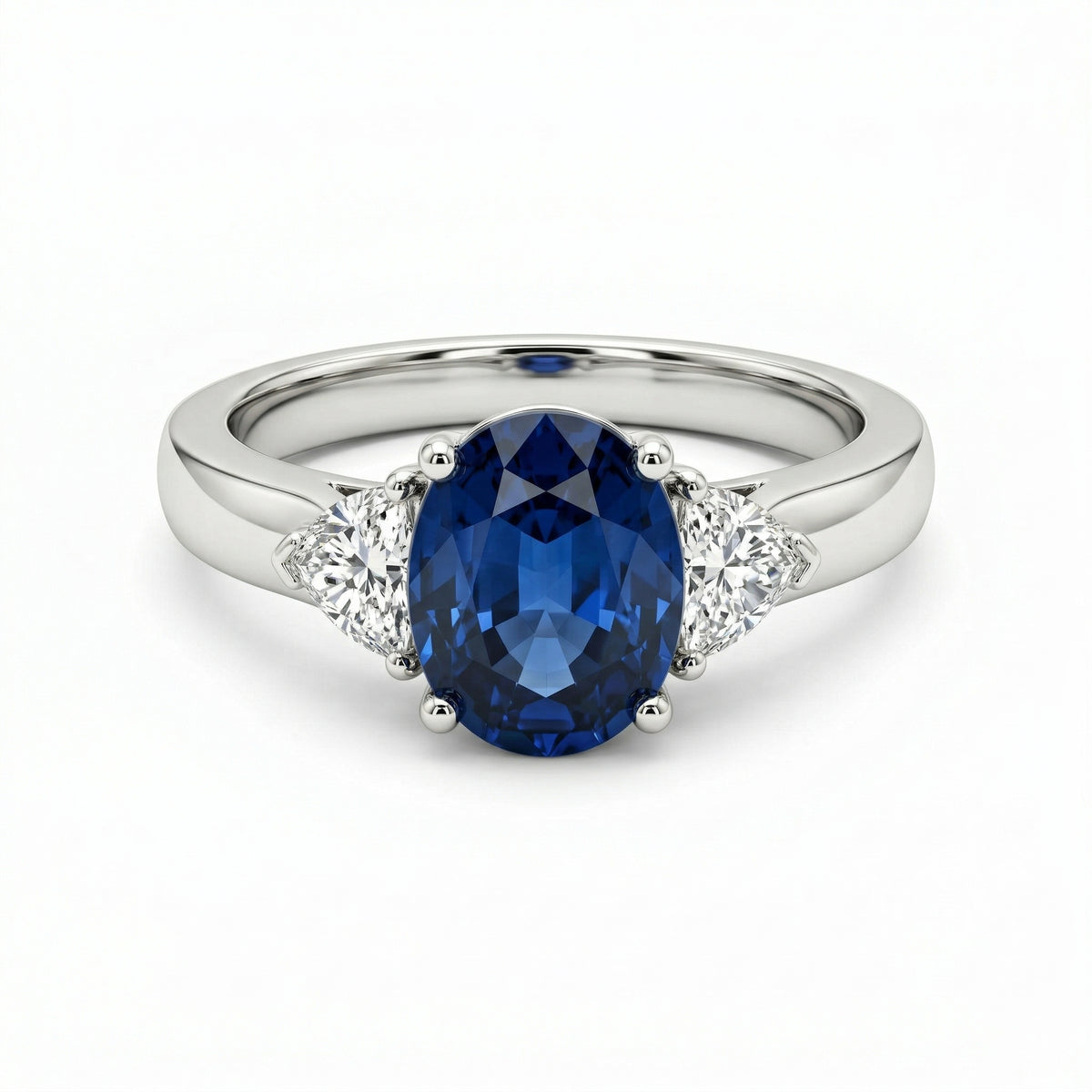Sapphire & Diamond Heart Ring