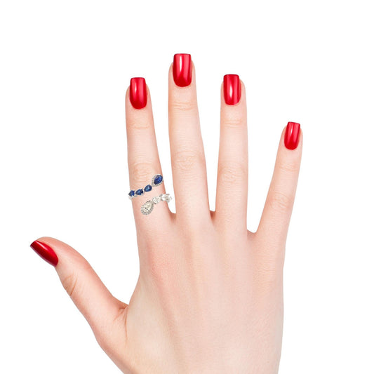 Sapphire & Diamond Bypass Ring