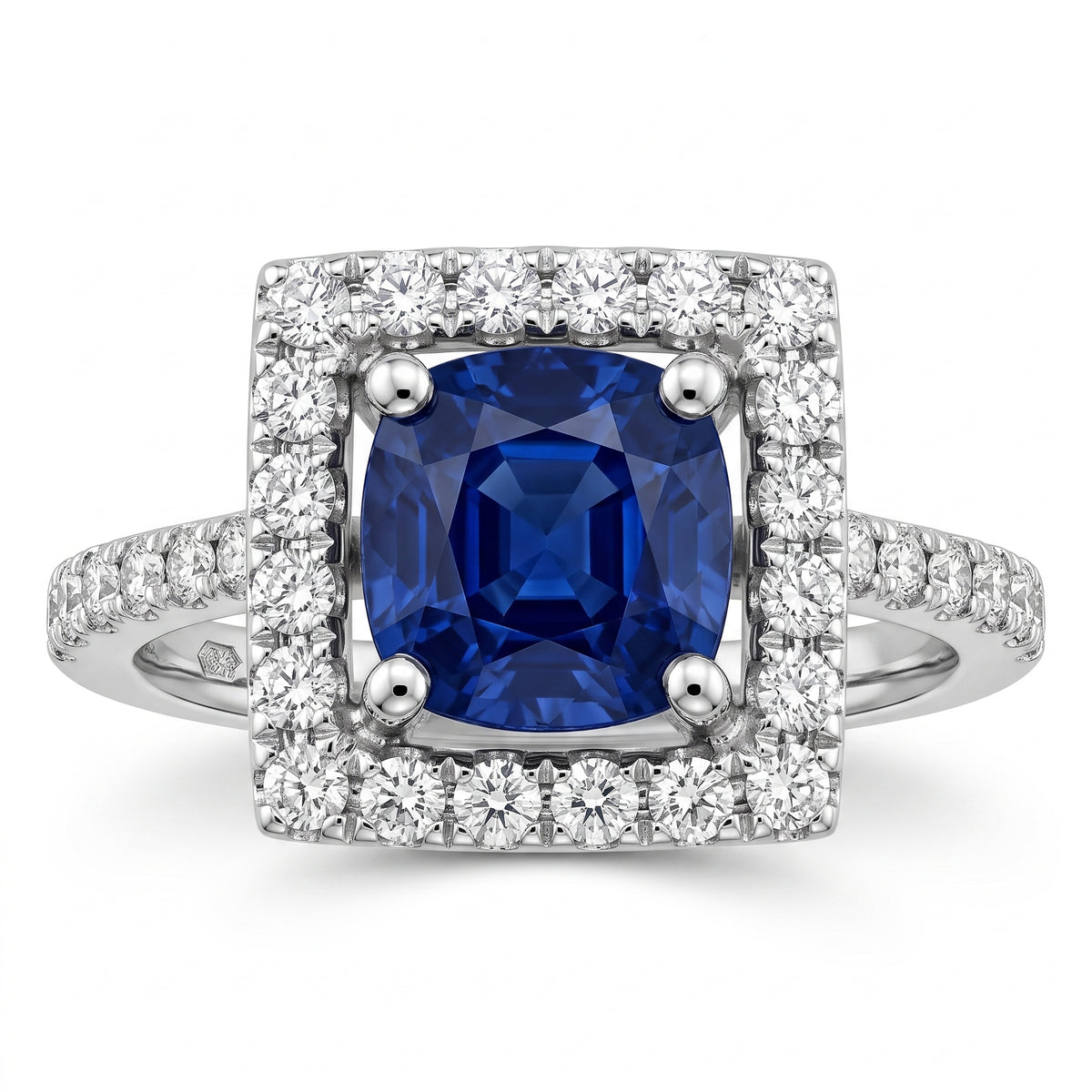 4.5x5mm Round Sapphire & 34-Diamond Micro-Set Ring
