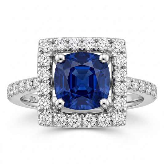 4.5x5mm Round Sapphire & 34-Diamond Micro-Set Ring