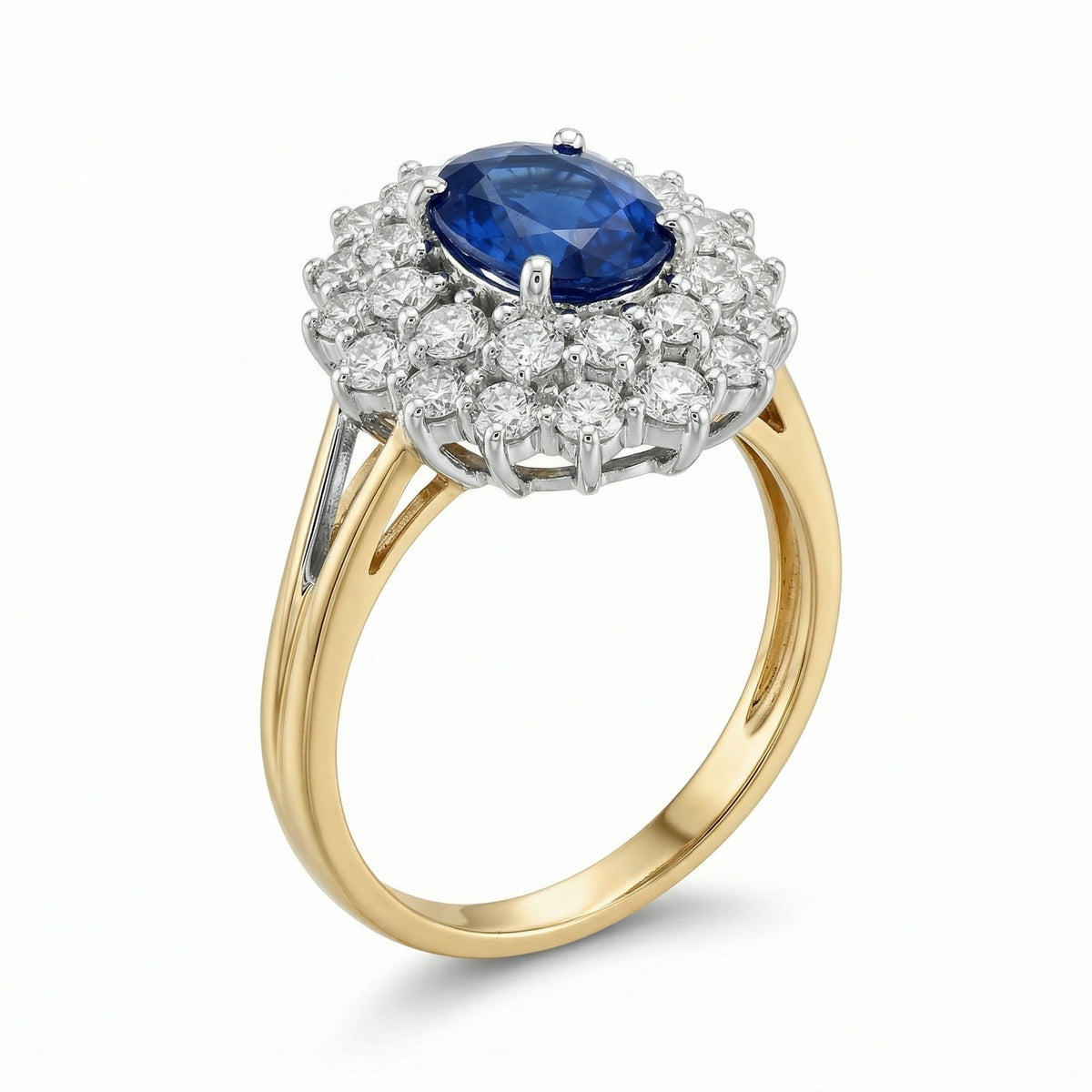 Two-tone Diamond Sapphire Ring