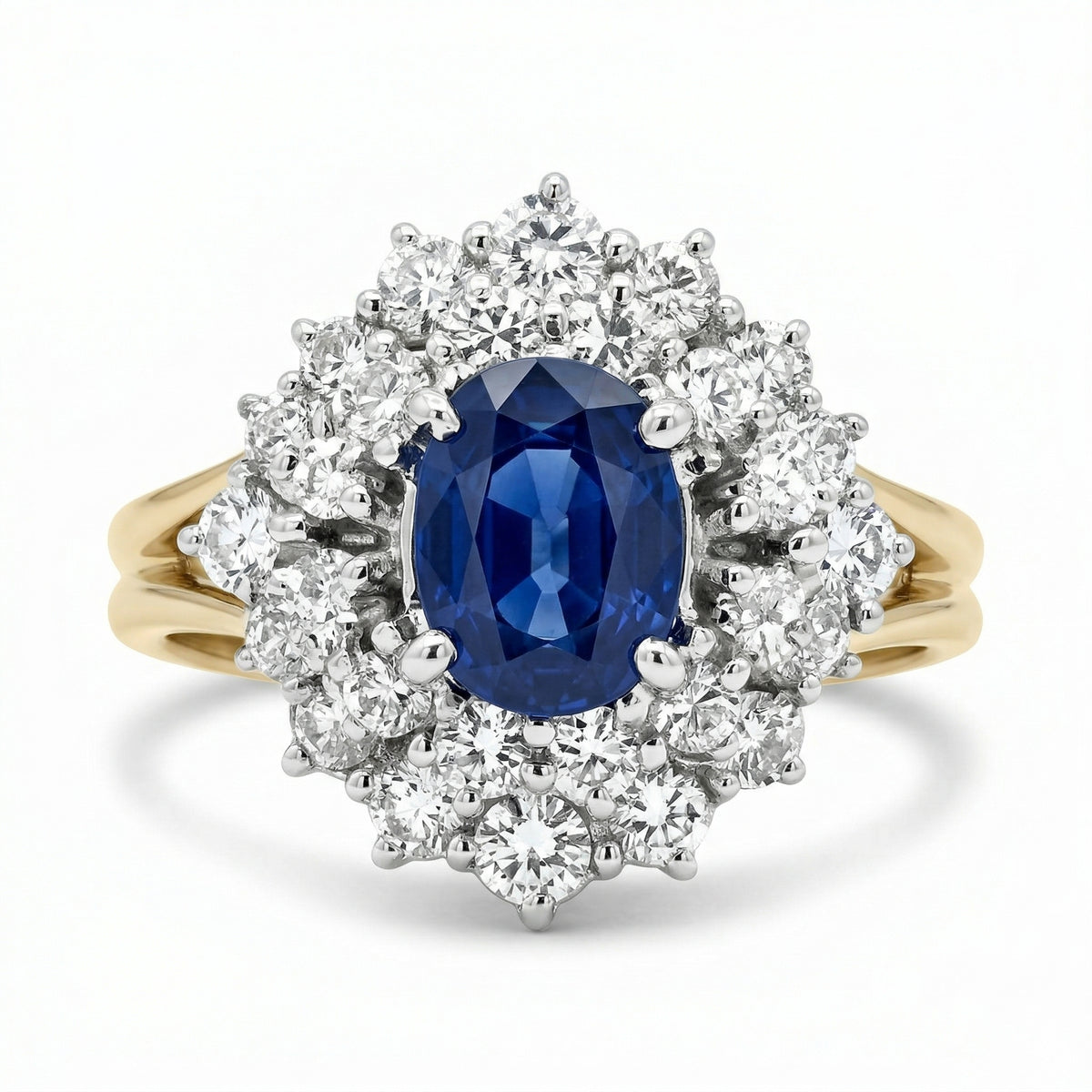 Two-tone Diamond Sapphire Ring