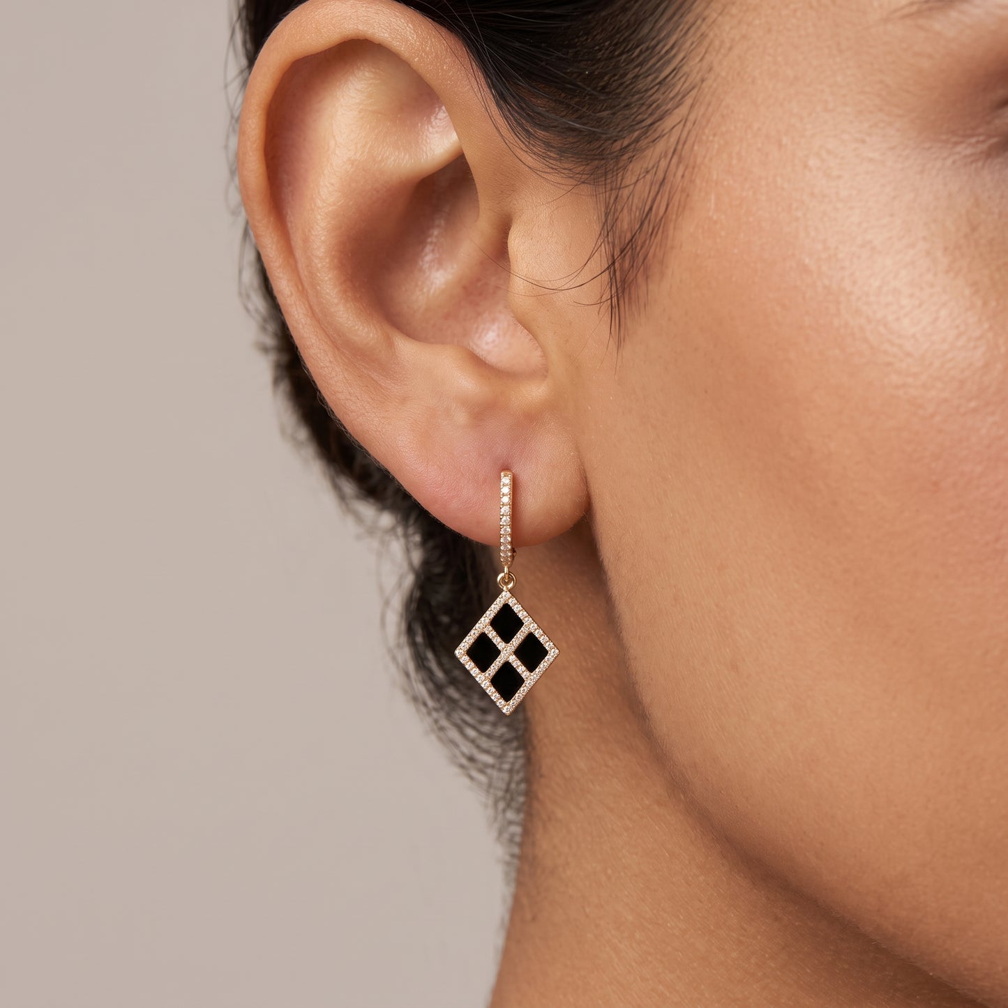 126-Diamond & Onyx Lever-Back Earrings