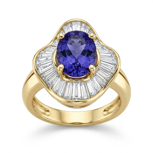 Oval Tanzanite Ballerina Diamond Ring