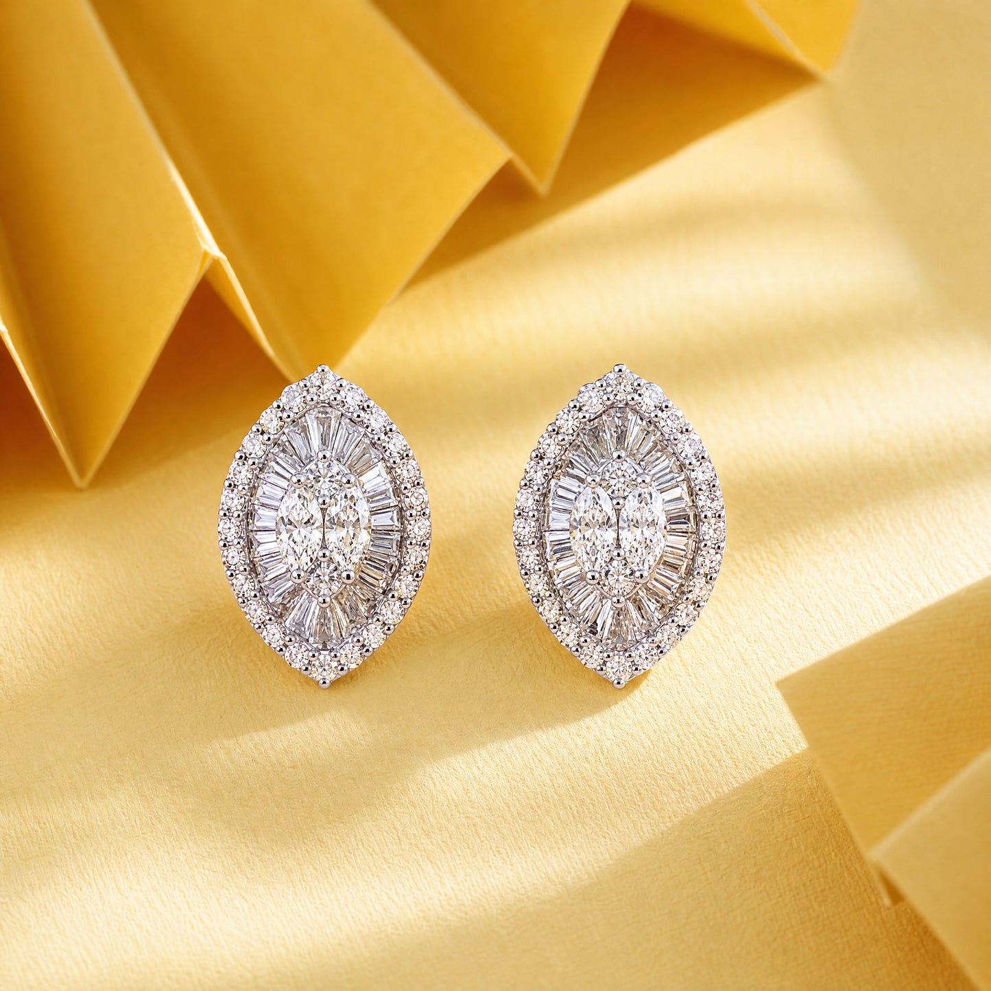 2.90ct Diamond Cluster Marquise-Shaped Earrings in 18K White Gold