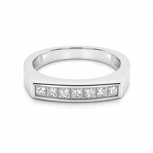 18K White Gold Pear-Cut Diamond Channel Ring - Side Angle