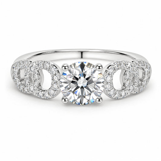 18K White Gold Diamond Pavé Ring - Side Angle