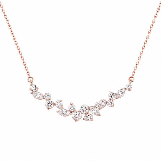 18K White Gold Mixed-Shape Diamond Scatter Necklace - Side Angle
