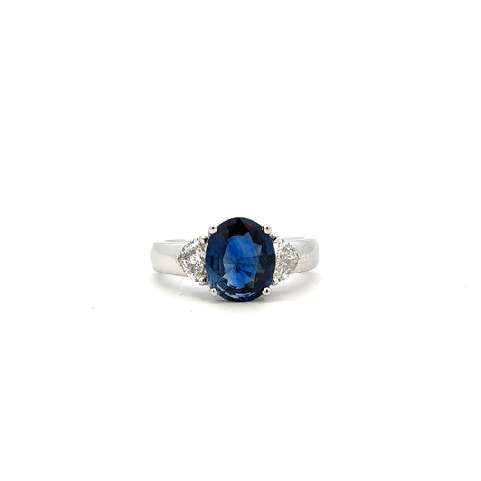 Sapphire & Diamond Heart Ring