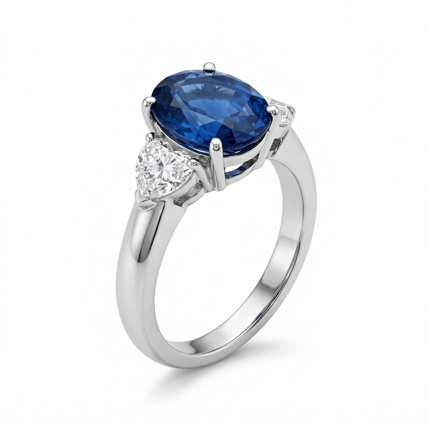 Sapphire & Diamond Heart Ring