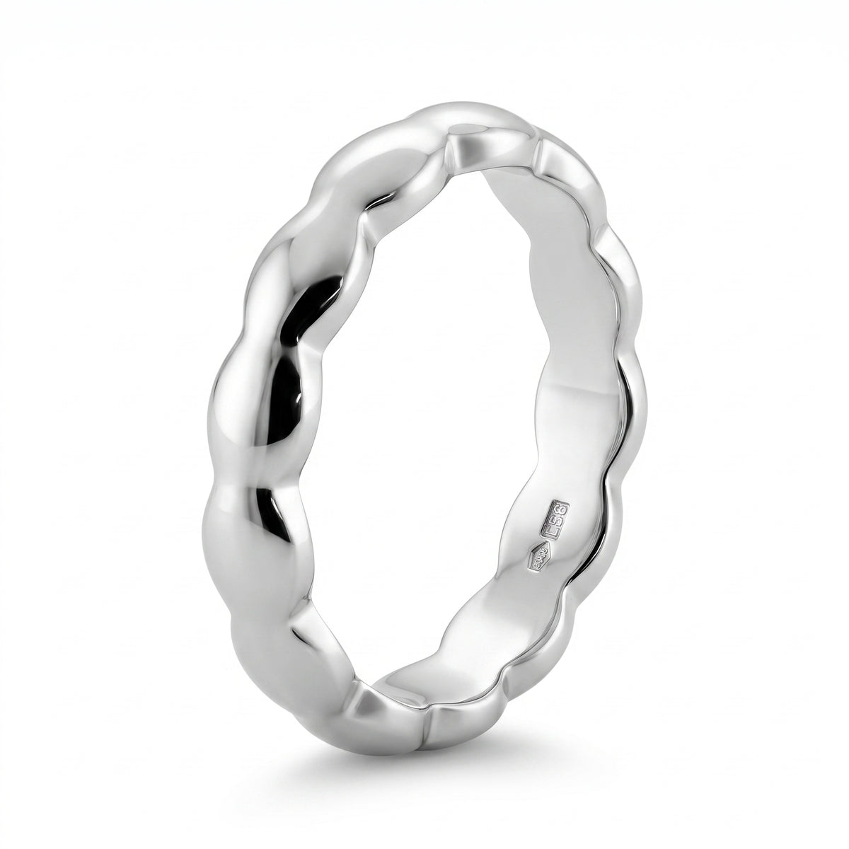 Scalloped Wave-Edge Polished Band Ring