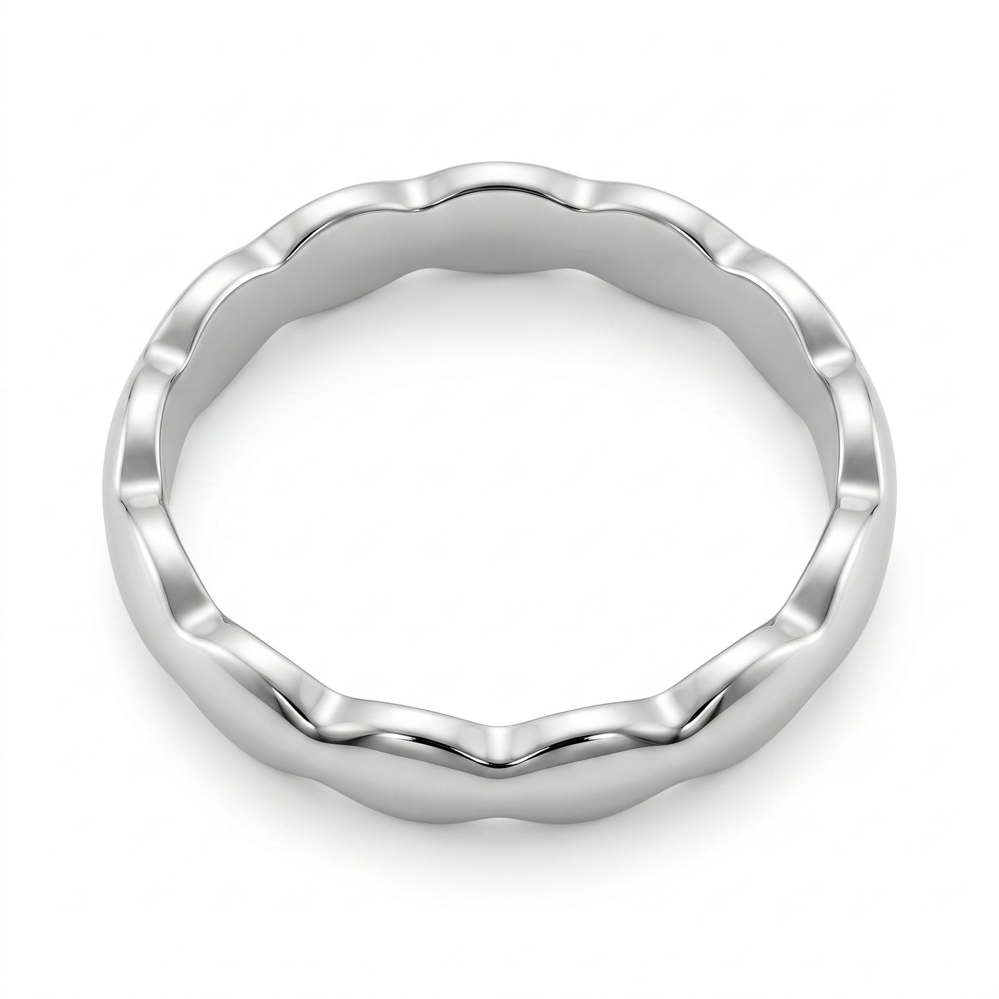 Scalloped Wave-Edge Polished Band Ring