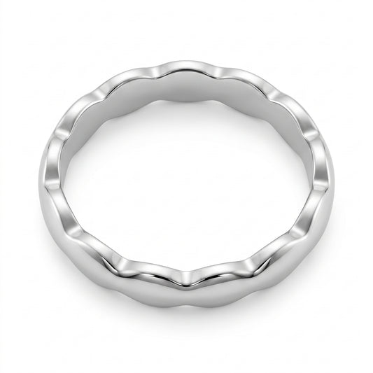 Scalloped Wave-Edge Polished Band Ring