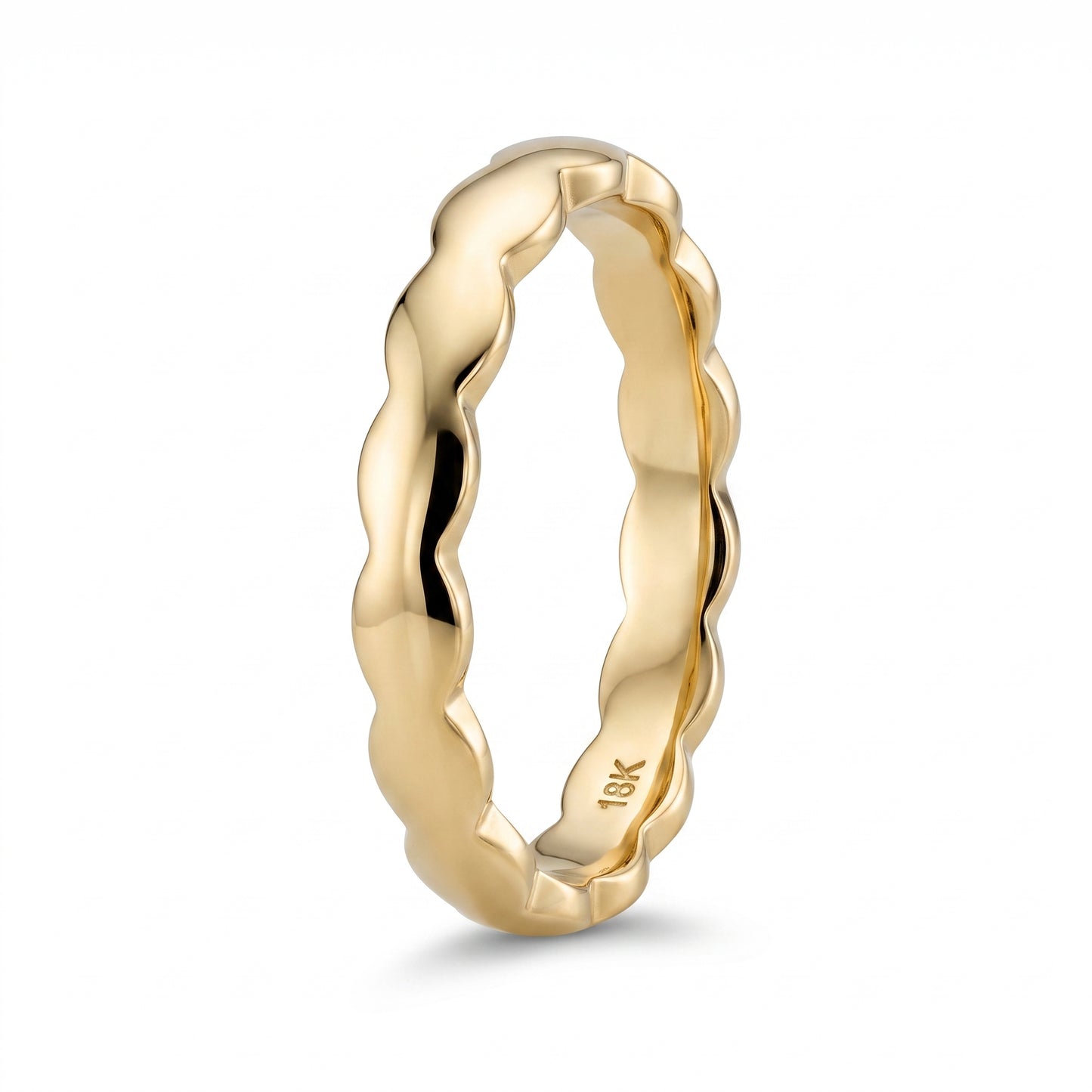 Scalloped Wave-Edge Polished Band Ring