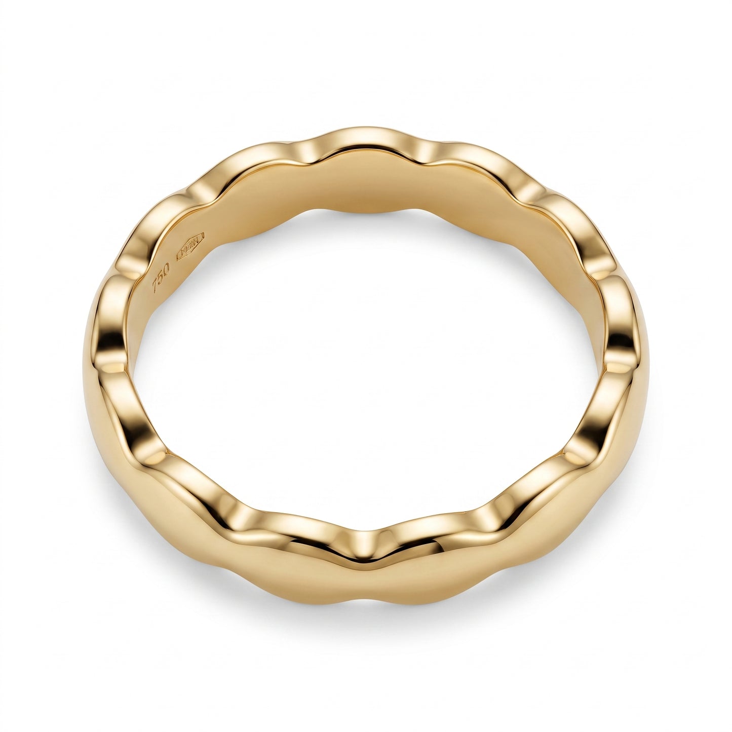 Scalloped Wave-Edge Polished Band Ring
