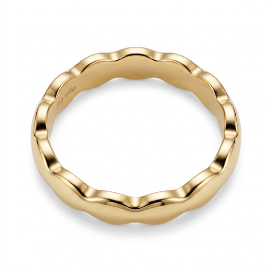 Scalloped Wave-Edge Polished Band Ring