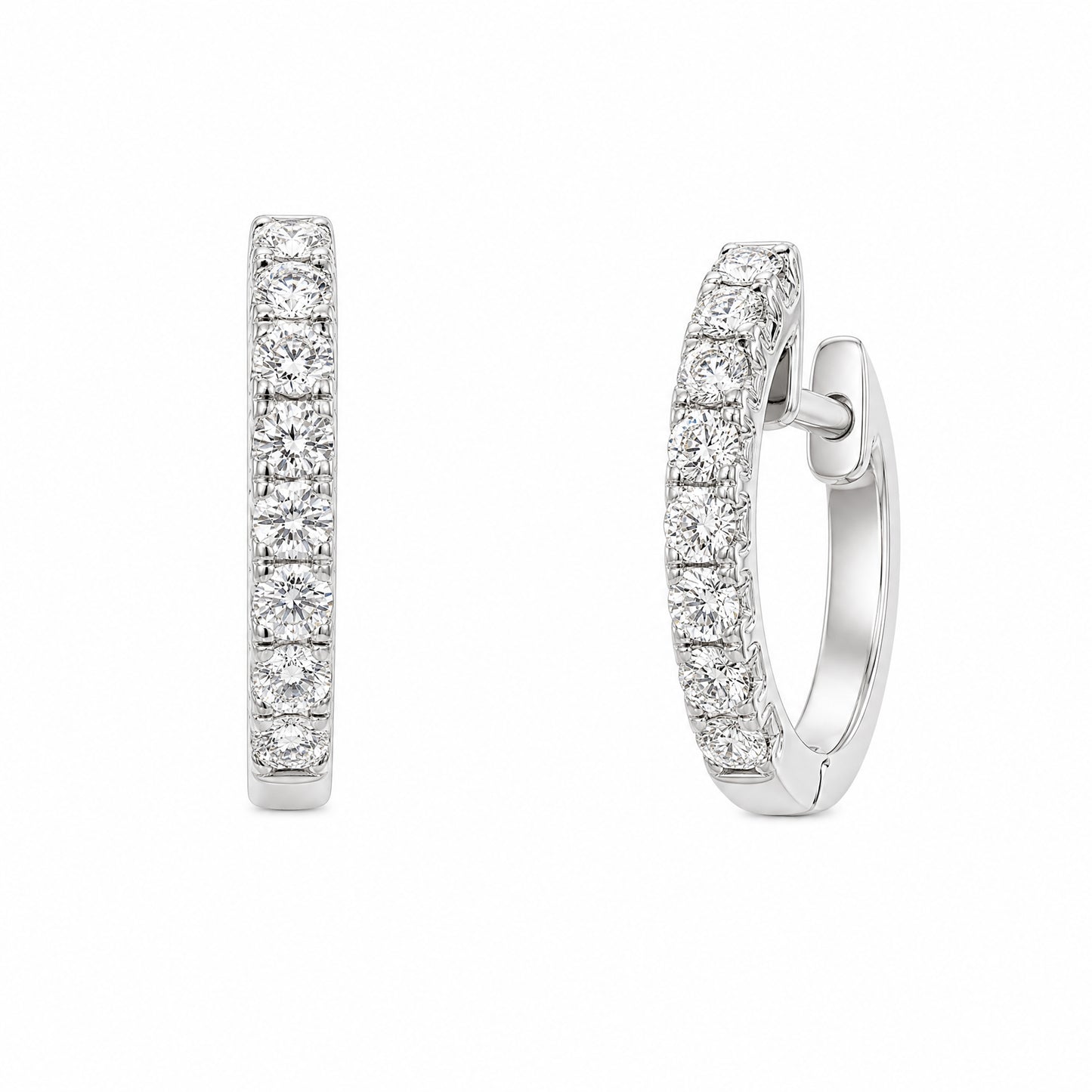 16-Diamond Baby Hoop Earrings, 1.25x8x9mm