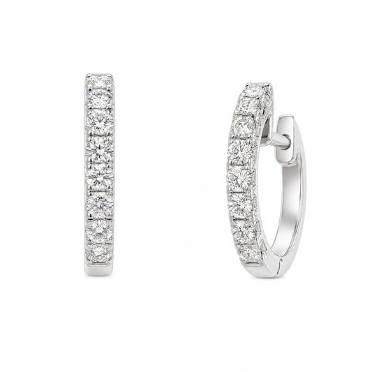 16-Diamond Baby Hoop Earrings, 1.25x8x9mm
