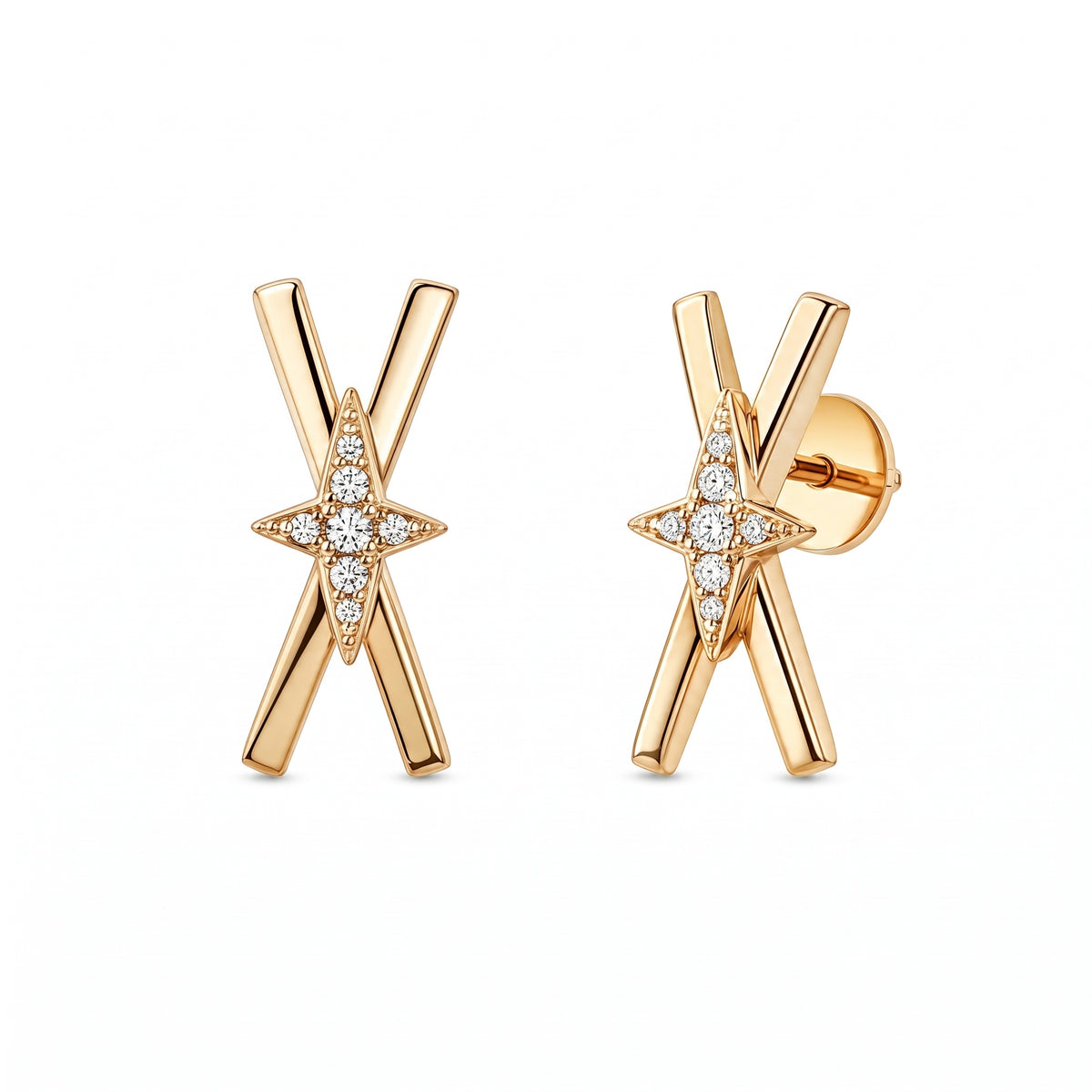 14-Diamond X-Shape Post Earrings