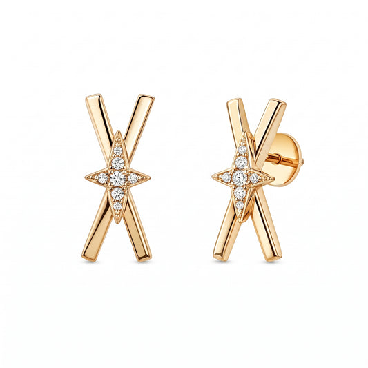 14-Diamond X-Shape Post Earrings