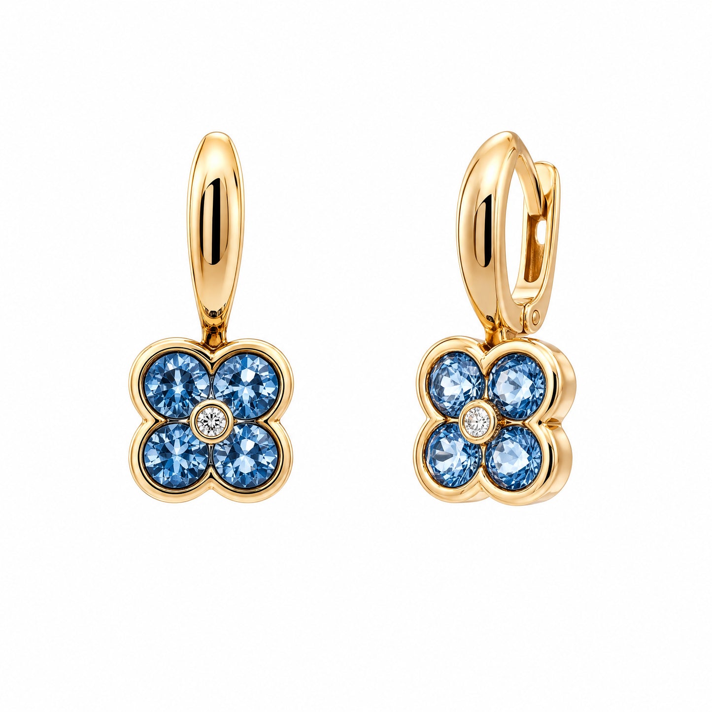 8 Diamond-Cut Blue Topaz & 2-Diamond Bar Dangle Post Earrings