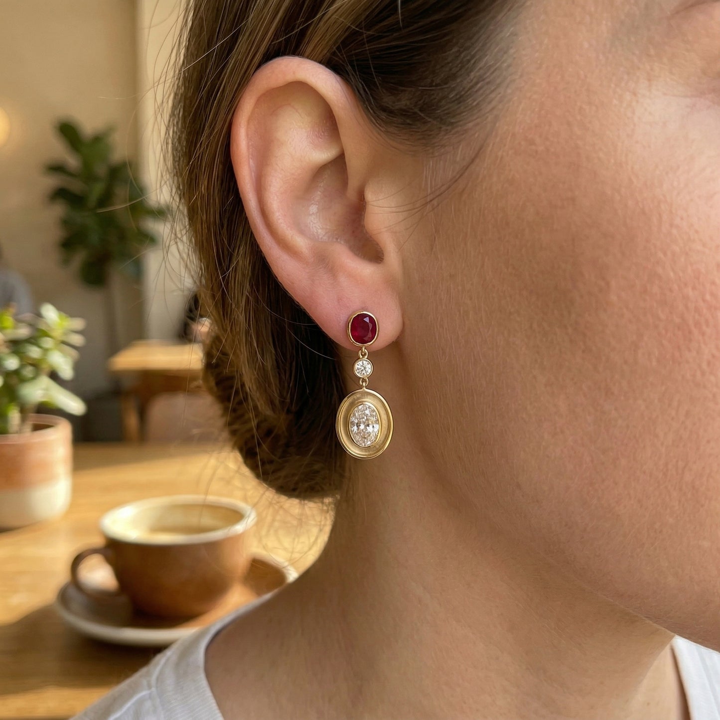 Ruby Gold Accent Earrings