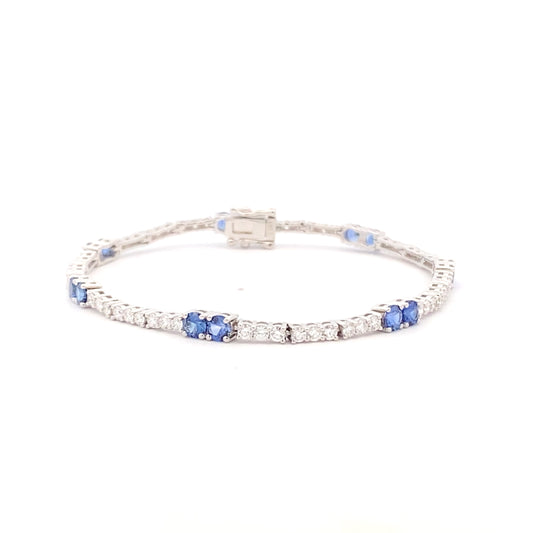 Cornflower Blue Sapphire & Diamond Bracelet