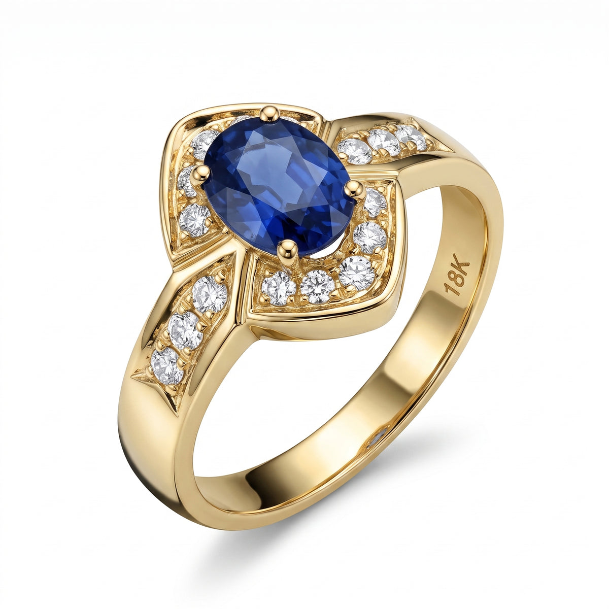 5x7mm Oval Tanzanite & 16-Diamond Ring