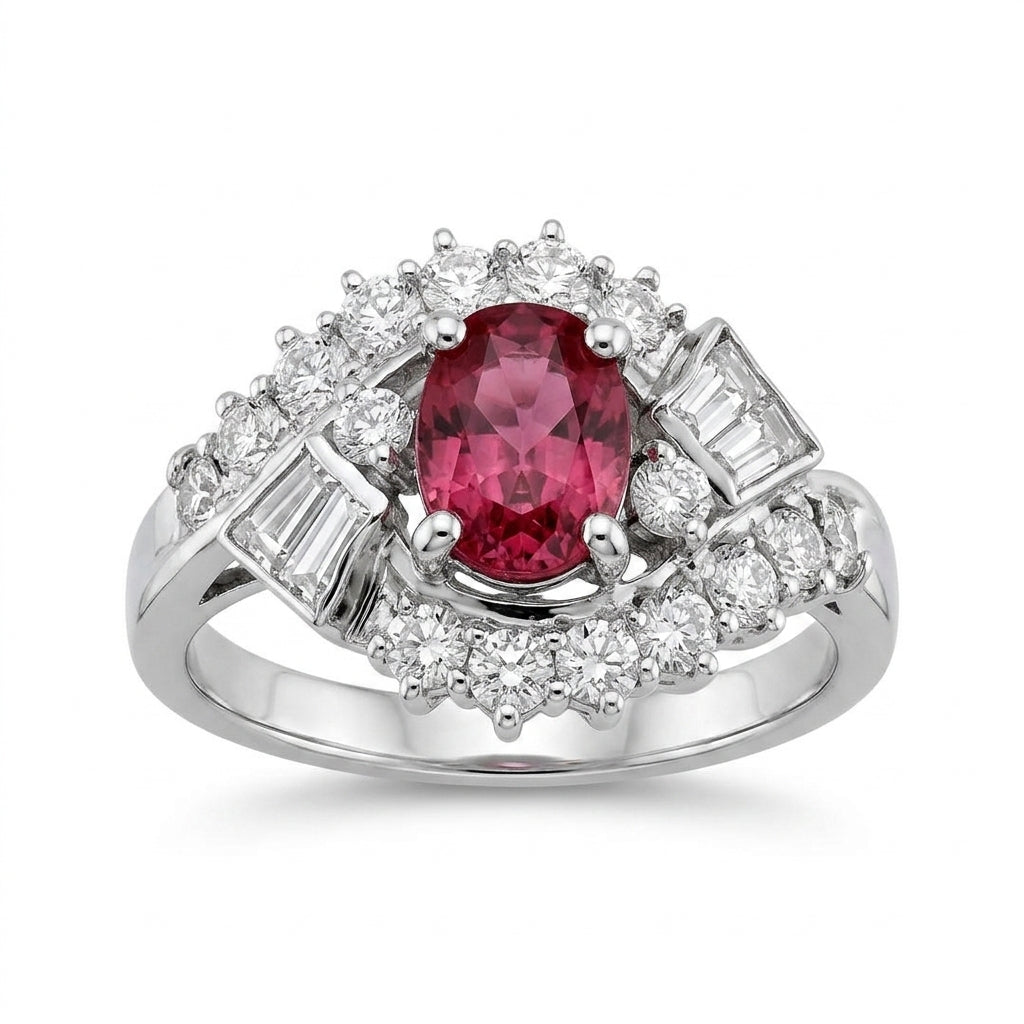 Oval Ruby & Diamond Cocktail Ring