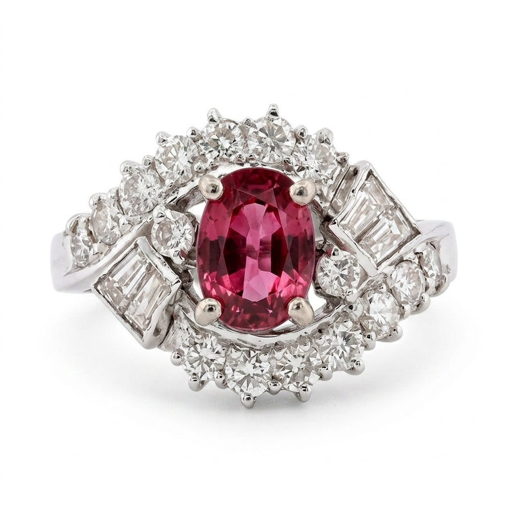 Oval Ruby & Diamond Cocktail Ring