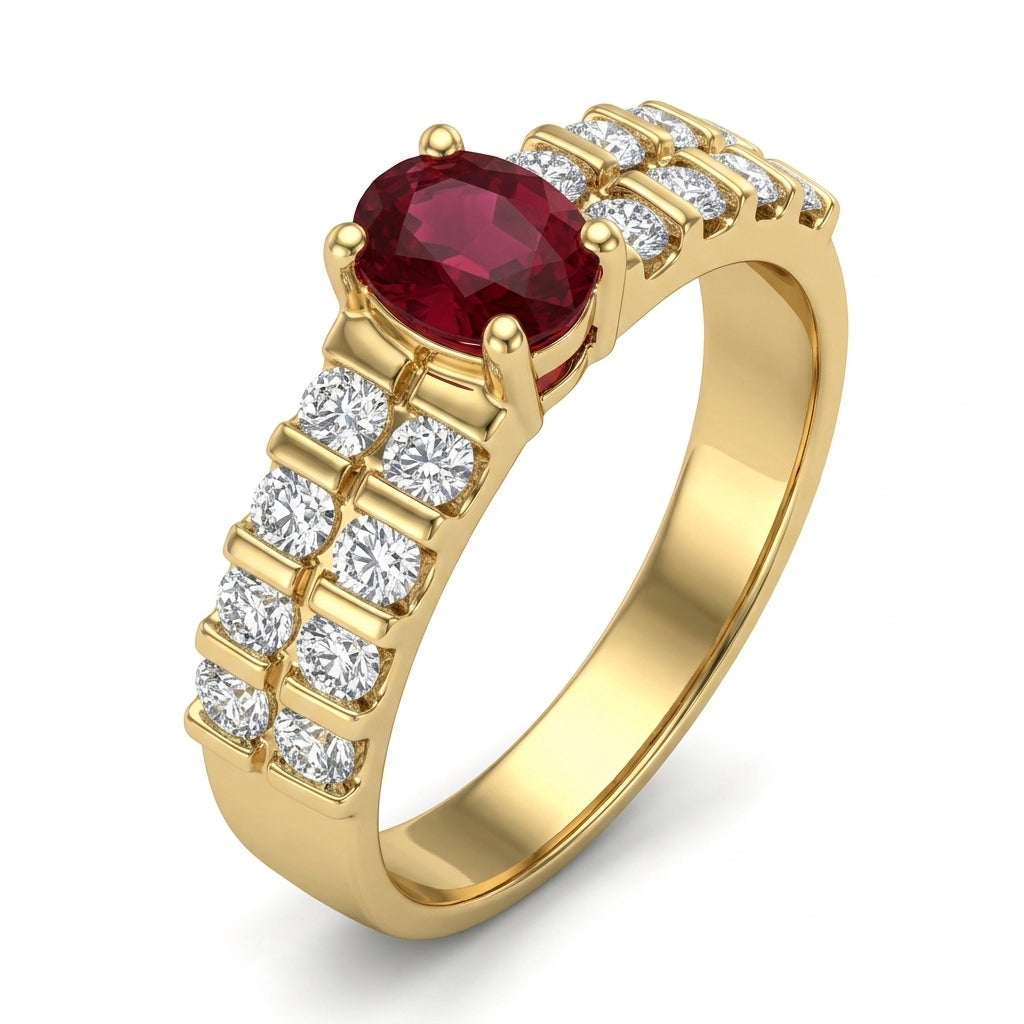 3.75x5mm Ruby & 16-Diamond Ring