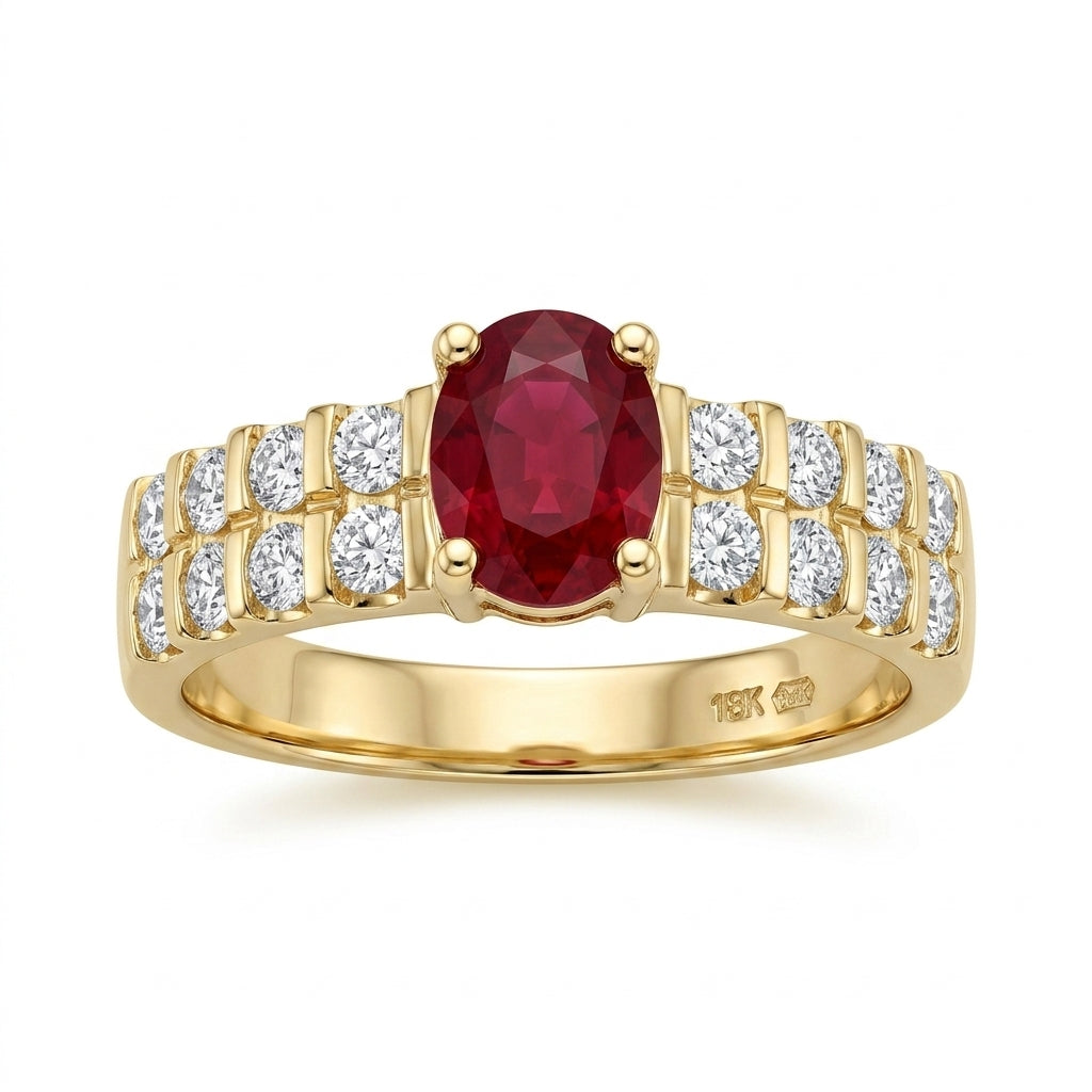 3.75x5mm Ruby & 16-Diamond Ring