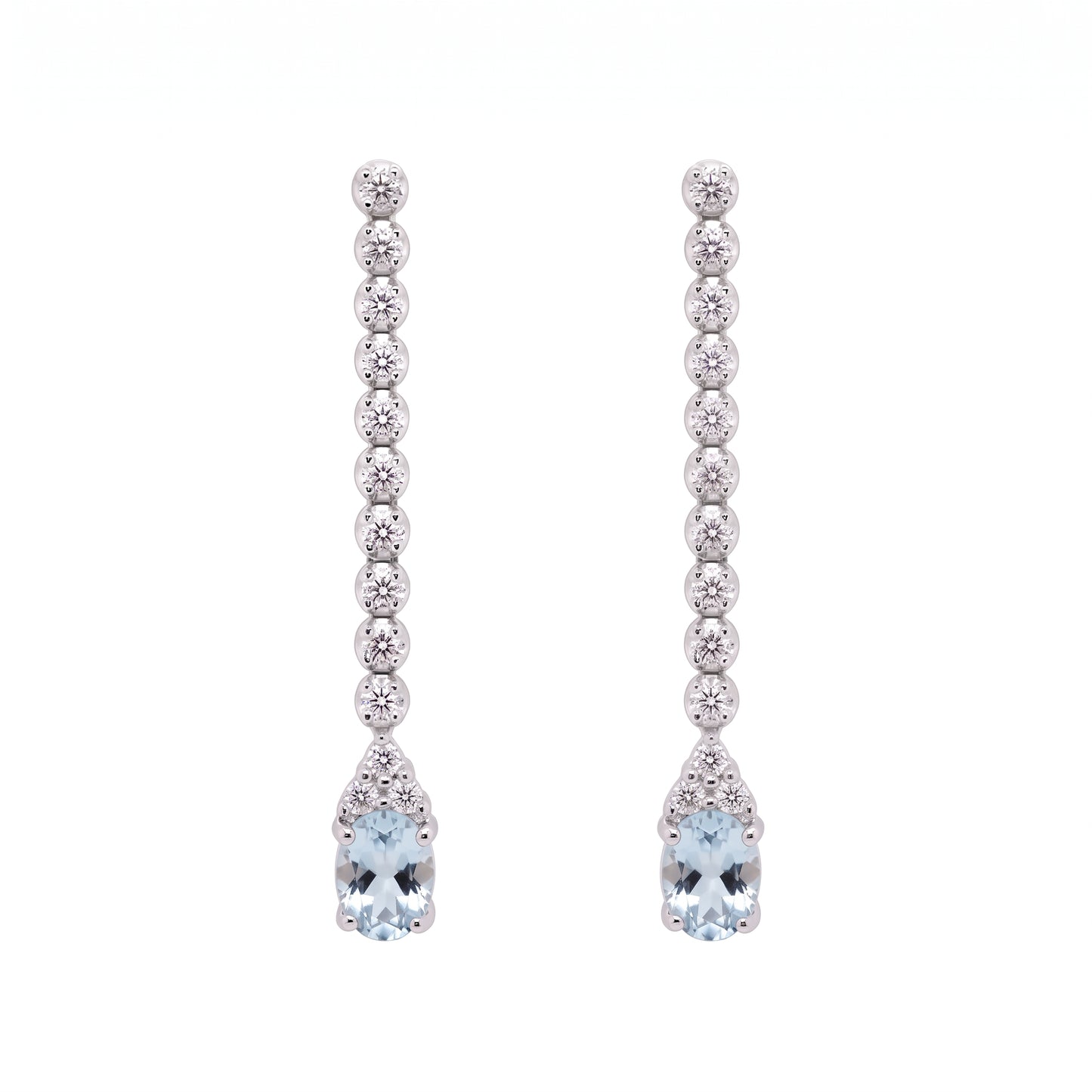5x7mm Oval Aquamarine & Diamond Post Earrings