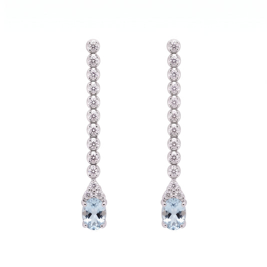 5x7mm Oval Aquamarine & Diamond Post Earrings