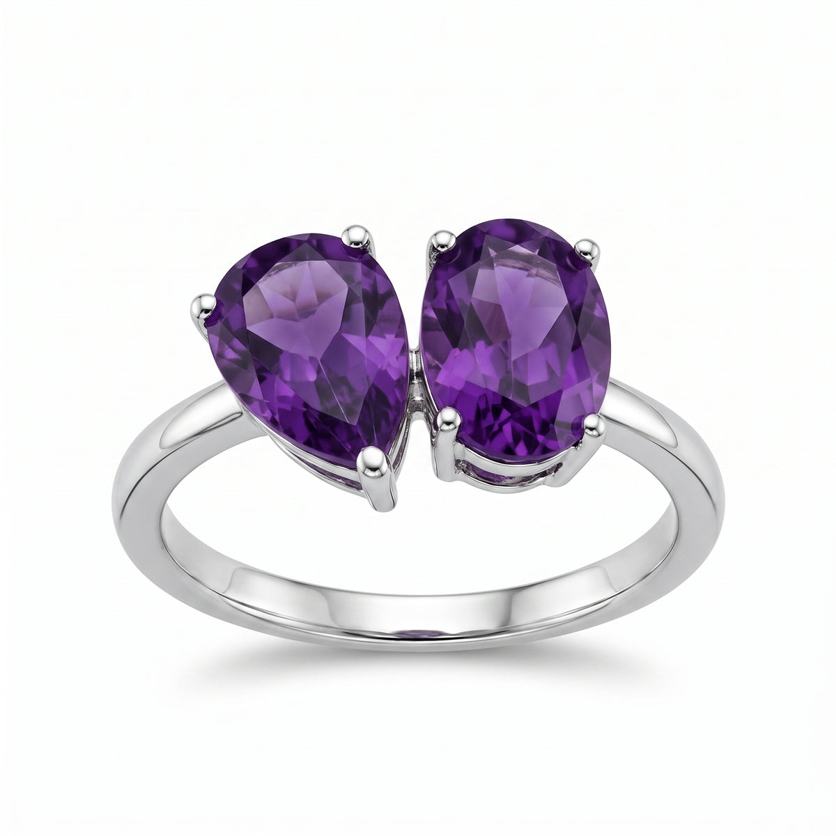 2 Oval & Pear Amethyst Ring
