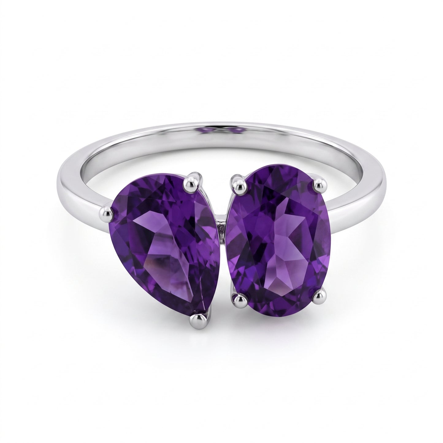 2 Oval & Pear Amethyst Ring